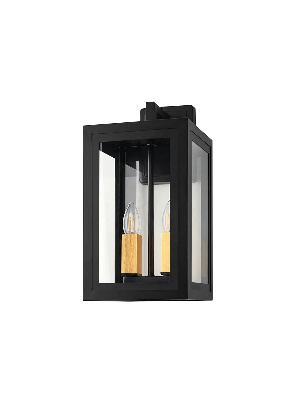 Luminosity Designs Ltd - Belial Rectangular Wall Lamp Small, 2 x E14, IP54, Satin Black And Gold Inner Frame Inserts Included - Luminosity Designs Ltd