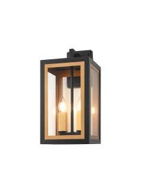 Luminosity Designs Ltd - Belial Rectangular Wall Lamp Small, 2 x E14, IP54, Satin Black And Gold Inner Frame Inserts Included - Luminosity Designs Ltd