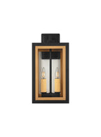 Luminosity Designs Ltd - Belial Rectangular Wall Lamp Small, 2 x E14, IP54, Satin Black And Gold Inner Frame Inserts Included - Luminosity Designs Ltd