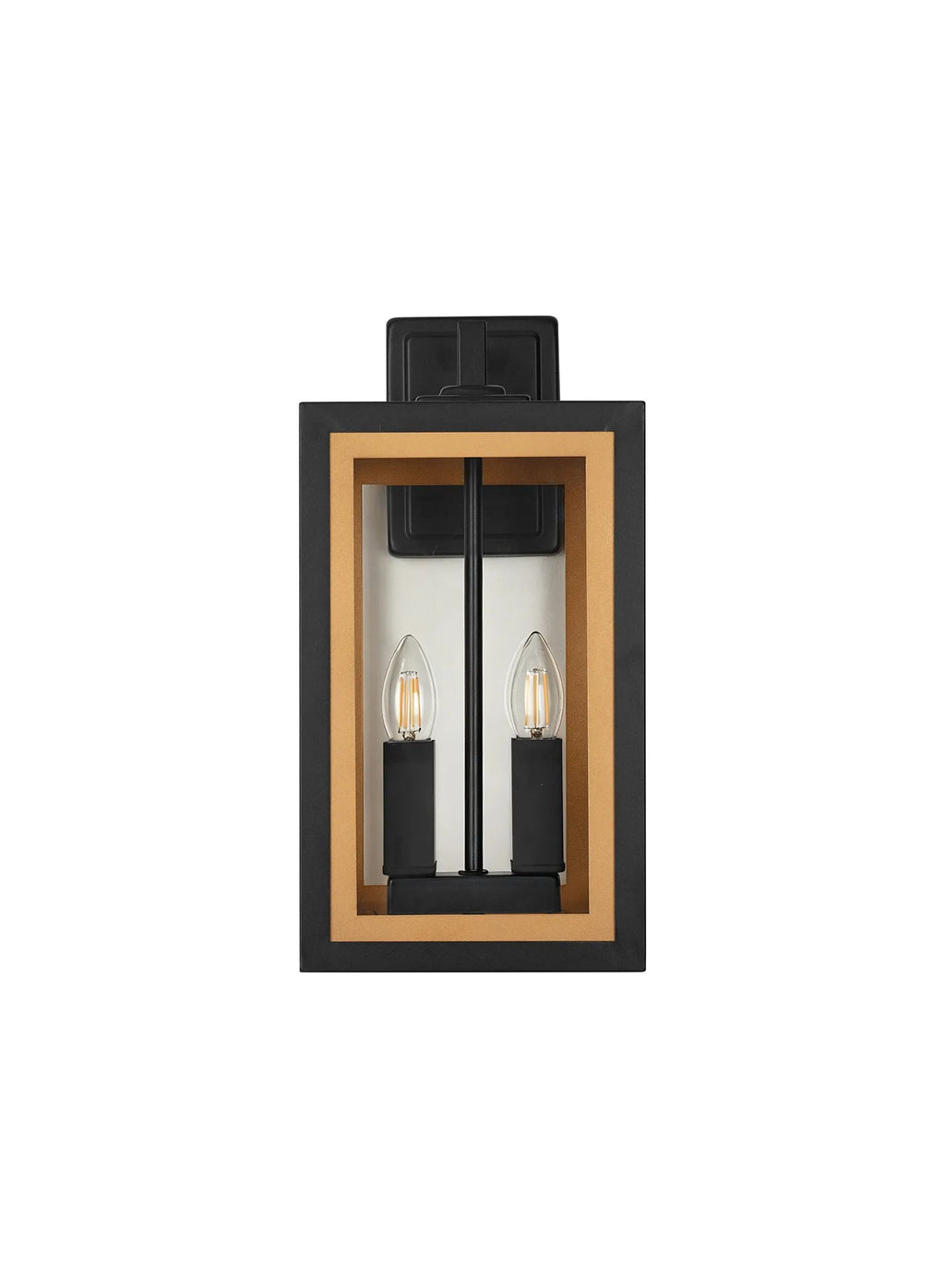 Luminosity Designs Ltd - Belial Rectangular Wall Lamp Small, 2 x E14, IP54, Satin Black And Gold Inner Frame Inserts Included - Luminosity Designs Ltd
