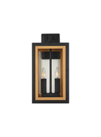 Luminosity Designs Ltd - Belial Rectangular Wall Lamp Small, 2 x E14, IP54, Satin Black And Gold Inner Frame Inserts Included - Luminosity Designs Ltd