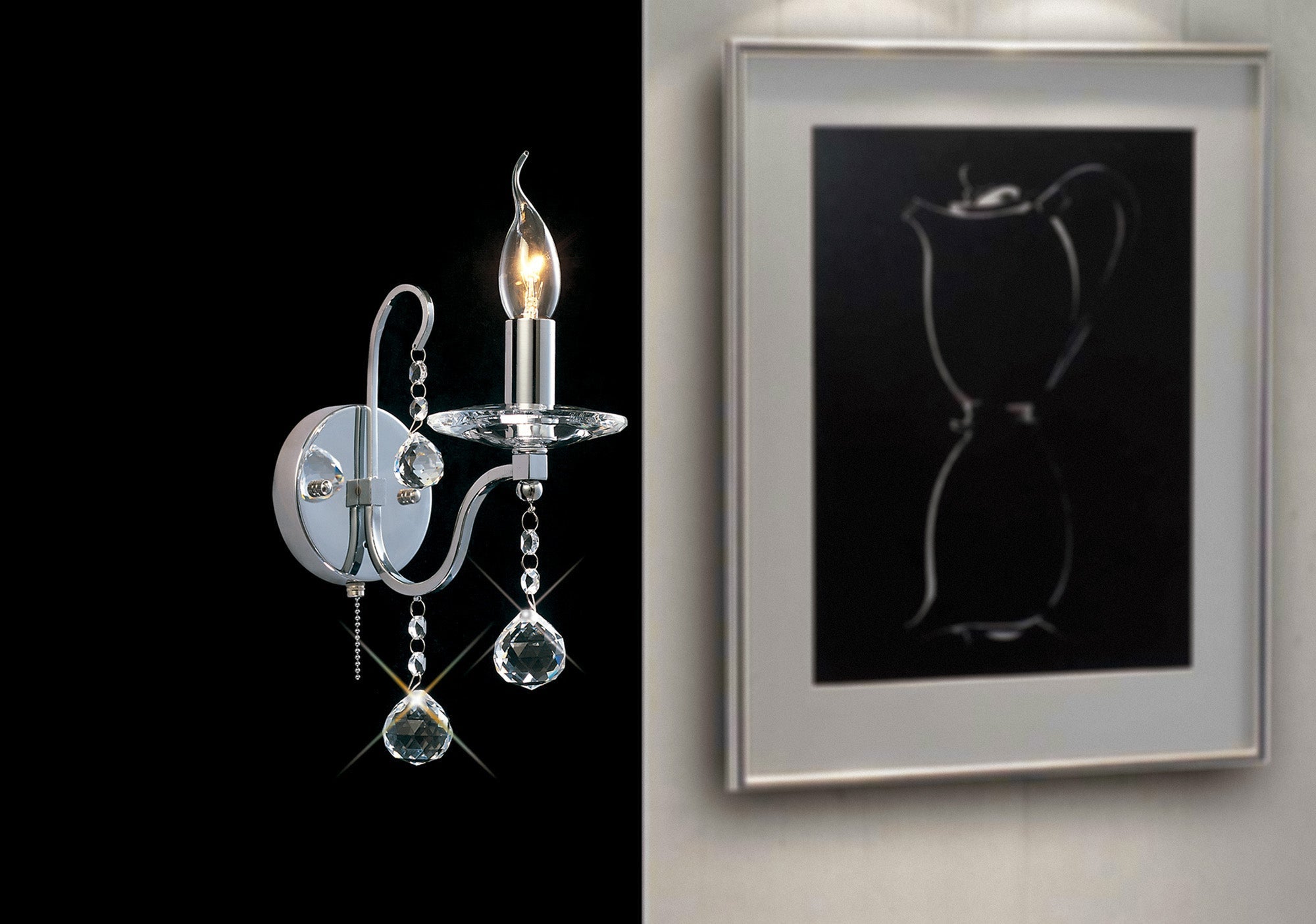 Diyas - Bianco Single Wall Light - Luminosity Designs Ltd