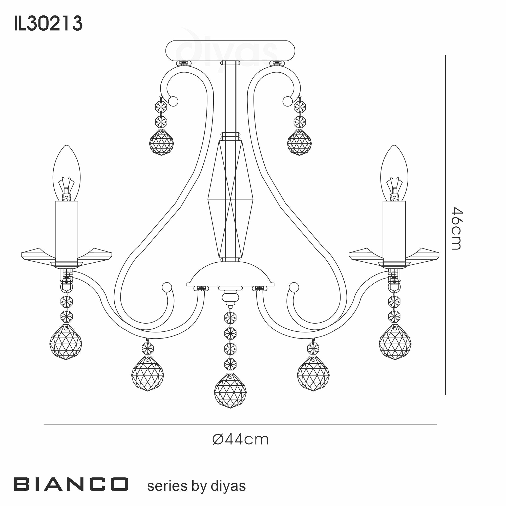 Diyas - Bianco Small Ceiling Chandelier - Luminosity Designs Ltd