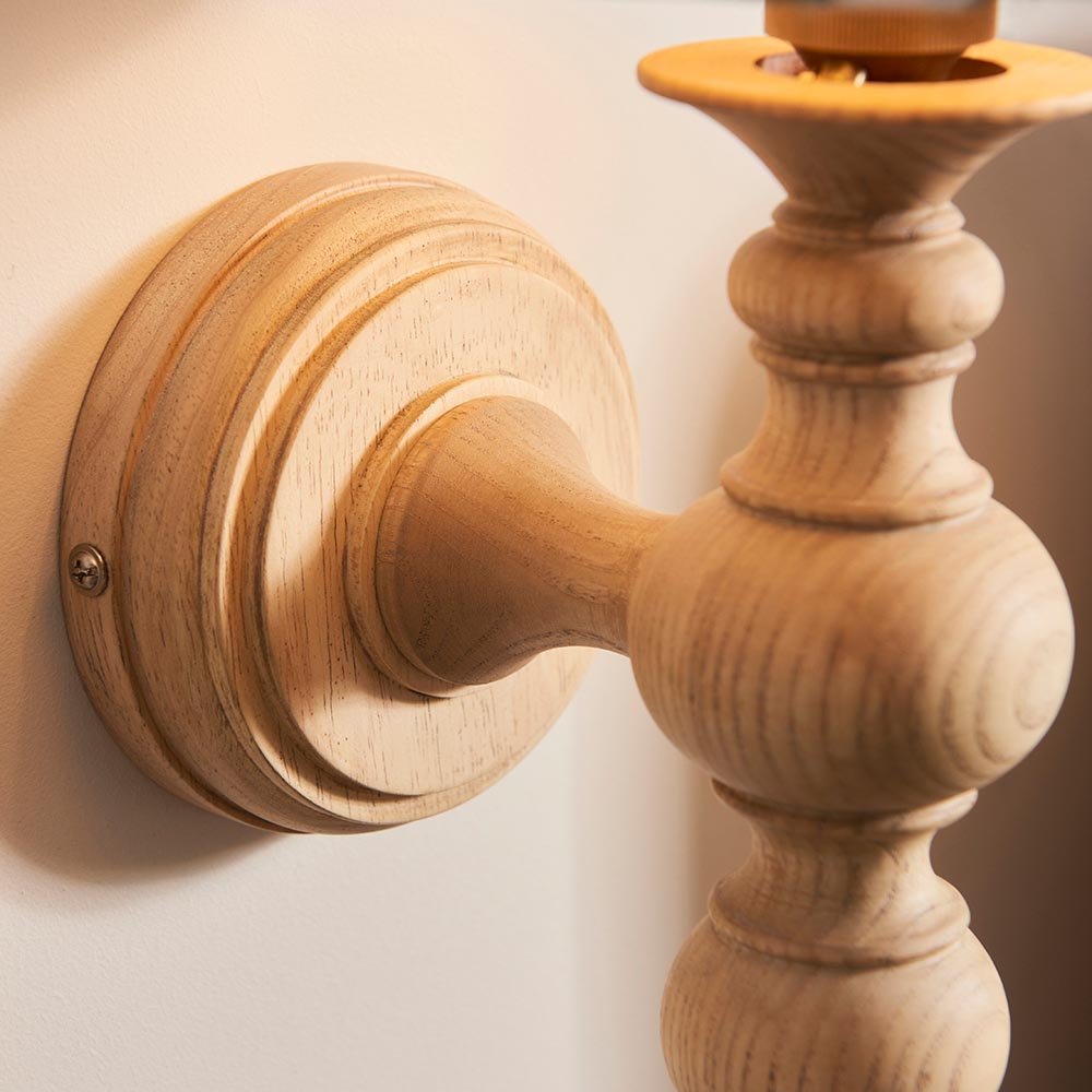 Endon - Bilbury Shaped Wood Traditional Style Wall Light. 1x B22 - Luminosity Designs Ltd