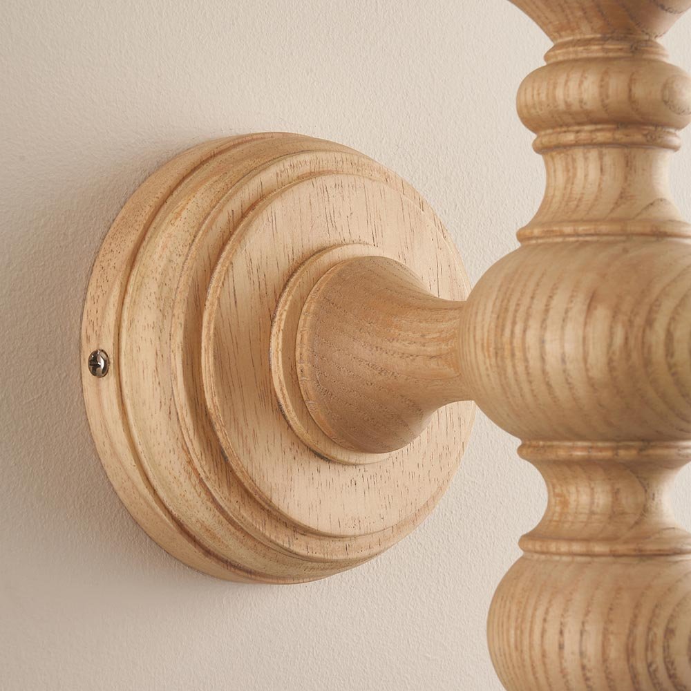 Endon - Bilbury Shaped Wood Traditional Style Wall Light. 1x B22 - Luminosity Designs Ltd