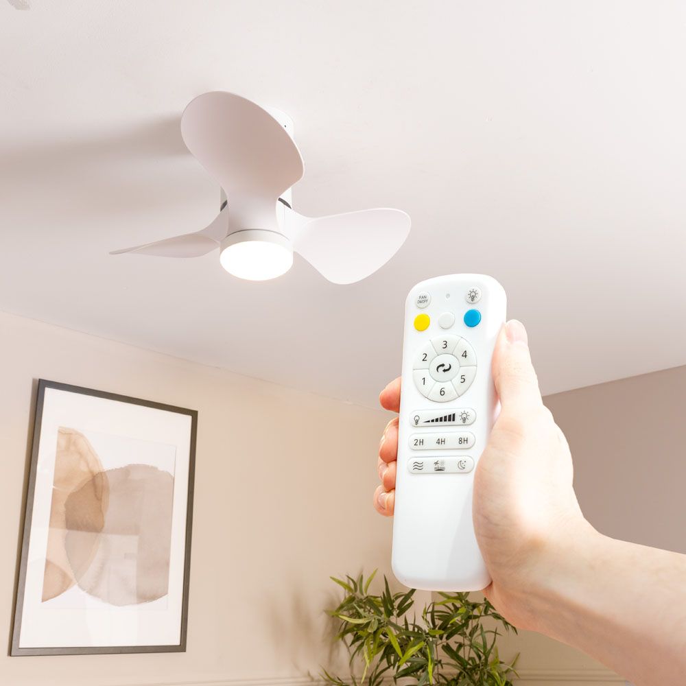 lse - Bladed 24 Inch Integrated LED Light Ceiling Fan with Remote Control - Luminosity Designs Ltd