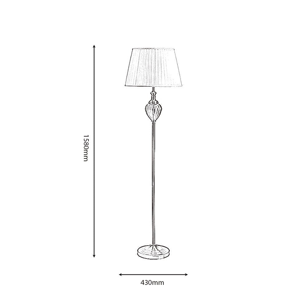 Oaks Lighting - Blaydon Glass Floor Lamp With Pleated Shade - Luminosity Designs Ltd
