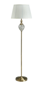 Oaks Lighting - Blaydon Glass Floor Lamp With Pleated Shade - Luminosity Designs Ltd