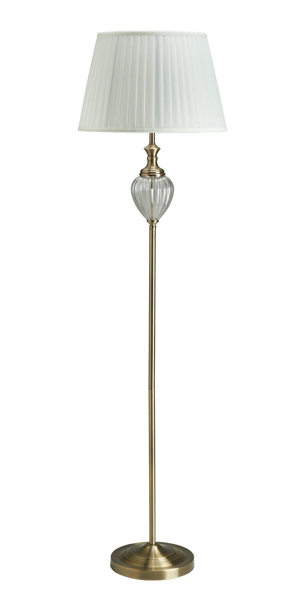 Oaks Lighting - Blaydon Glass Floor Lamp With Pleated Shade - Luminosity Designs Ltd
