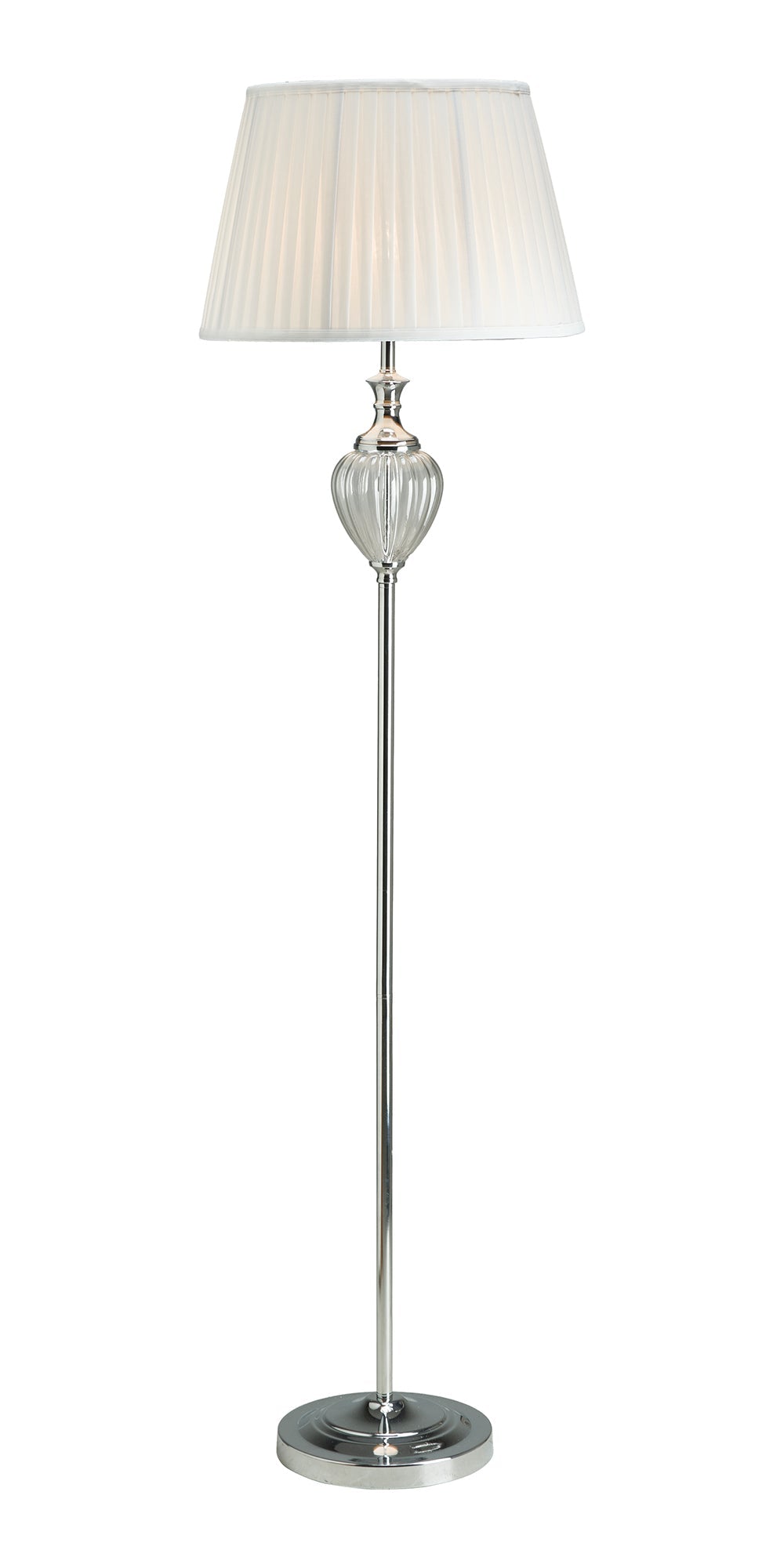 Oaks Lighting - Blaydon Glass Floor Lamp With Pleated Shade - Luminosity Designs Ltd