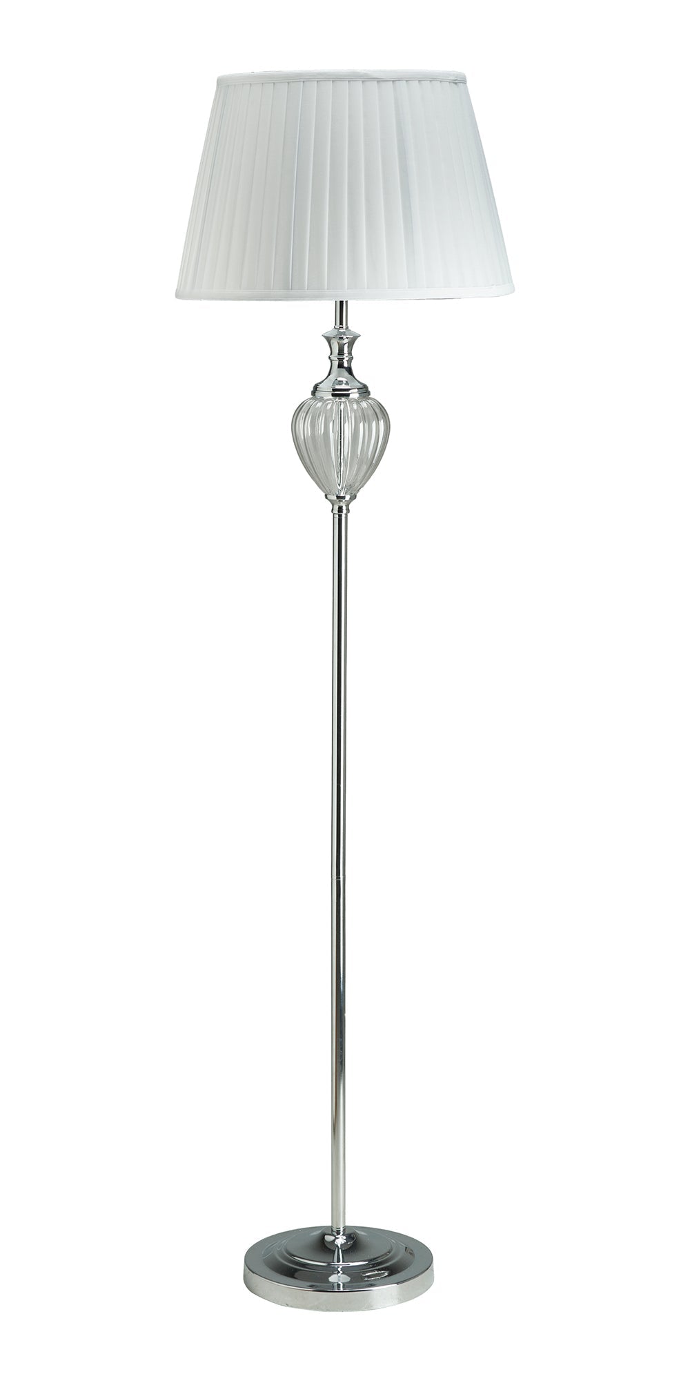 Oaks Lighting - Blaydon Glass Floor Lamp With Pleated Shade - Luminosity Designs Ltd