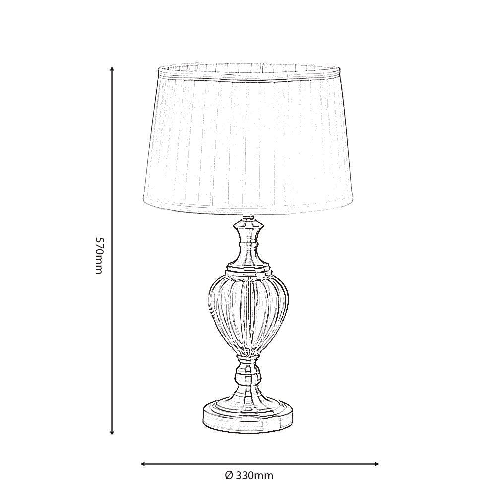 Oaks Lighting - Blaydon Glass Table Lamp With White Pleated Shade - Luminosity Designs Ltd