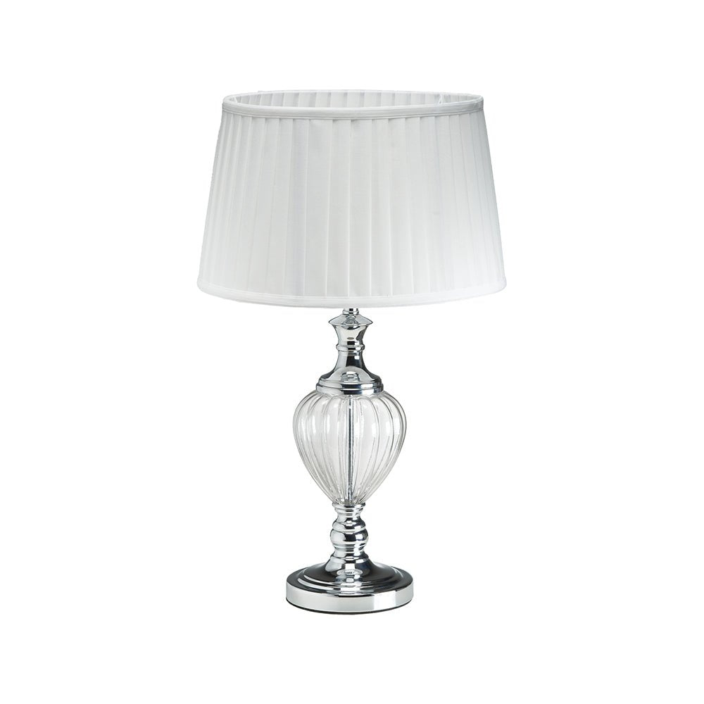 Oaks Lighting - Blaydon Glass Table Lamp With White Pleated Shade - Luminosity Designs Ltd