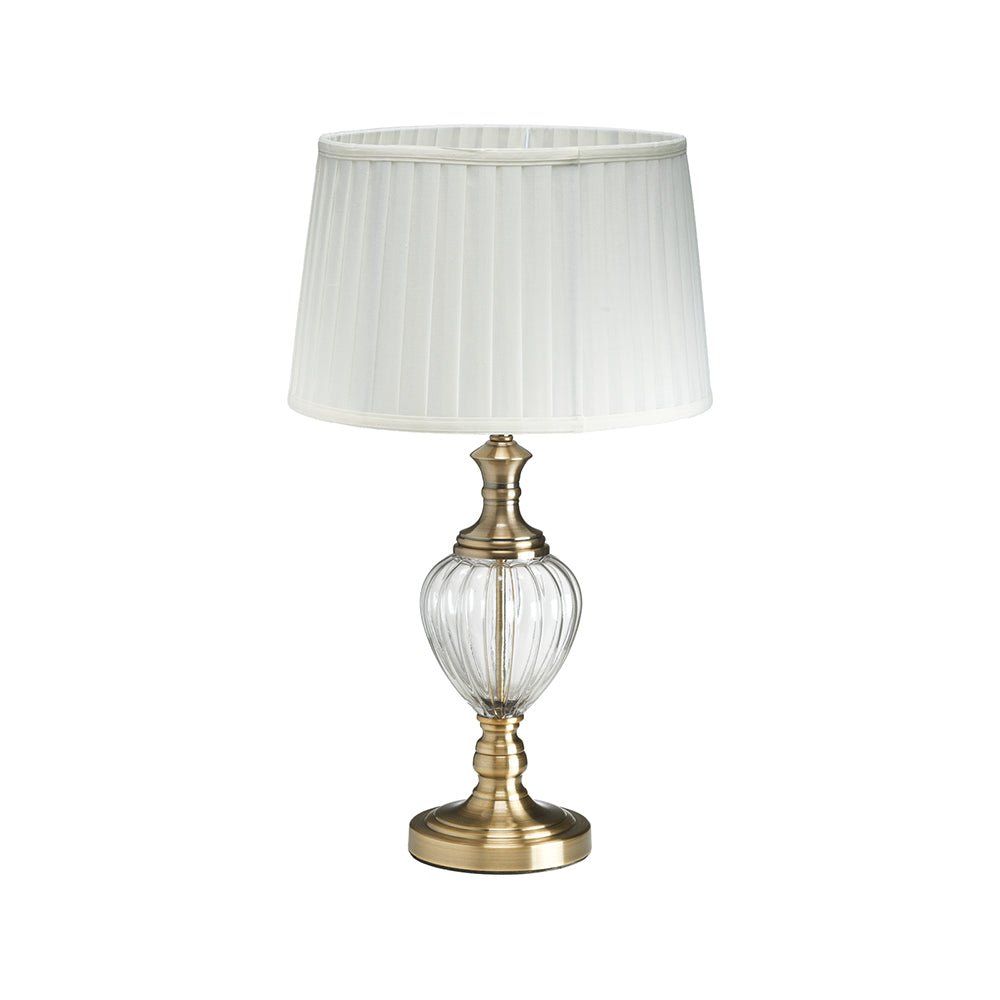 Oaks Lighting - Blaydon Glass Table Lamp With White Pleated Shade - Luminosity Designs Ltd