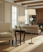 Oaks Lighting - Blaydon Glass Table Lamp With White Pleated Shade - Luminosity Designs Ltd