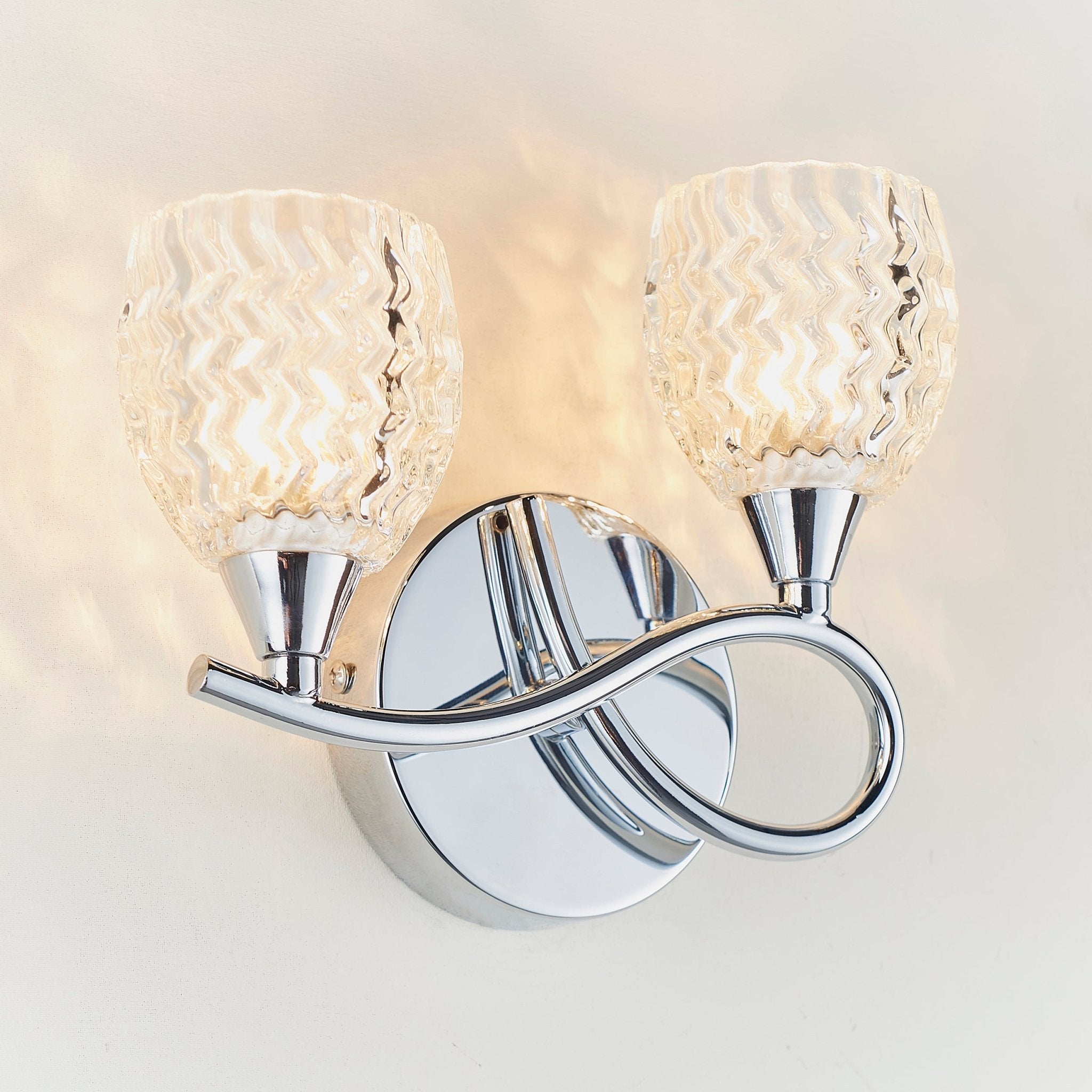 Endon - Boyer 2 Light Semi Flush Wall Light Fitting with Cut Glass Shades - Luminosity Designs Ltd