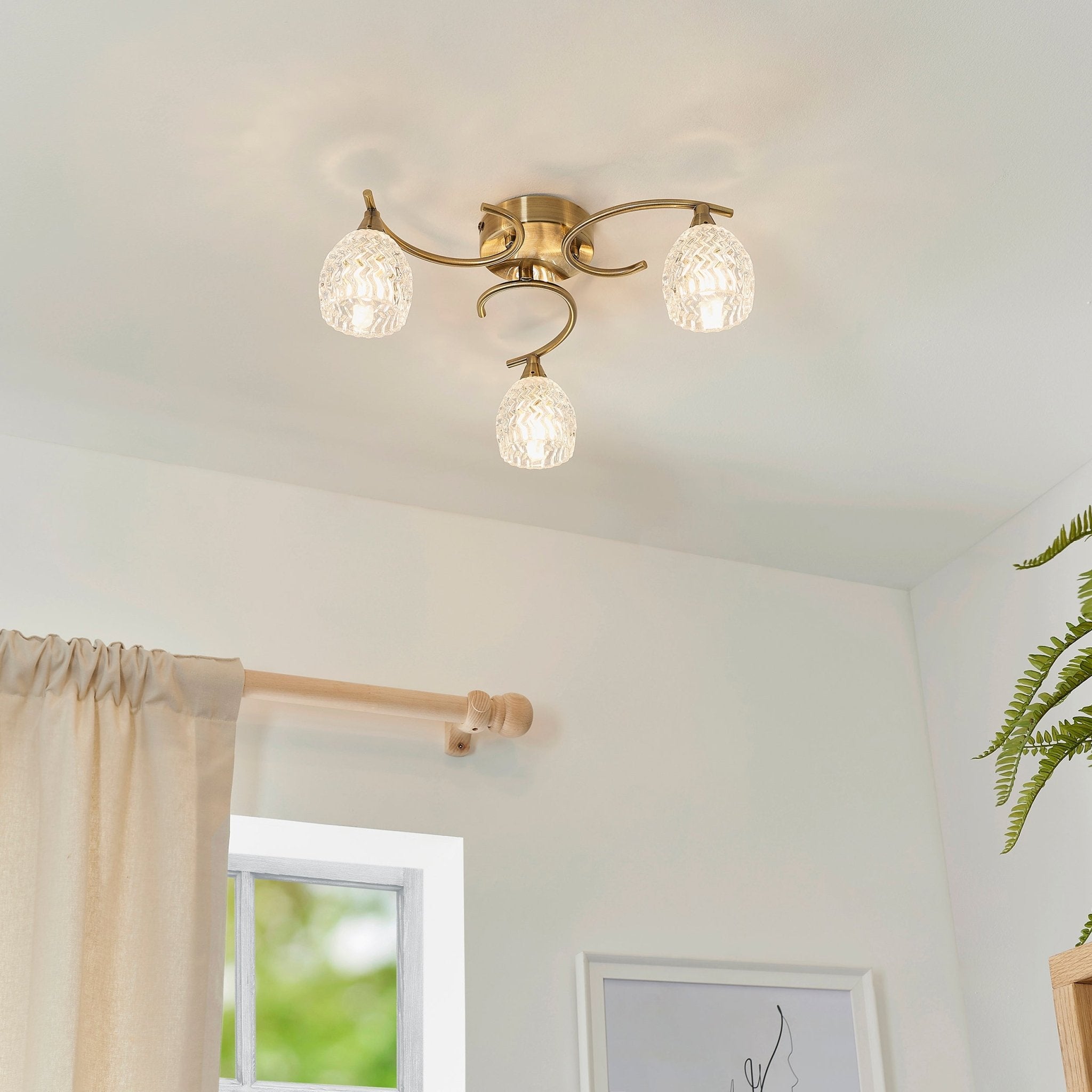 Endon - Boyer 3 Light Semi Flush Ceiling Fitting with Cut Glass Shades - Luminosity Designs Ltd
