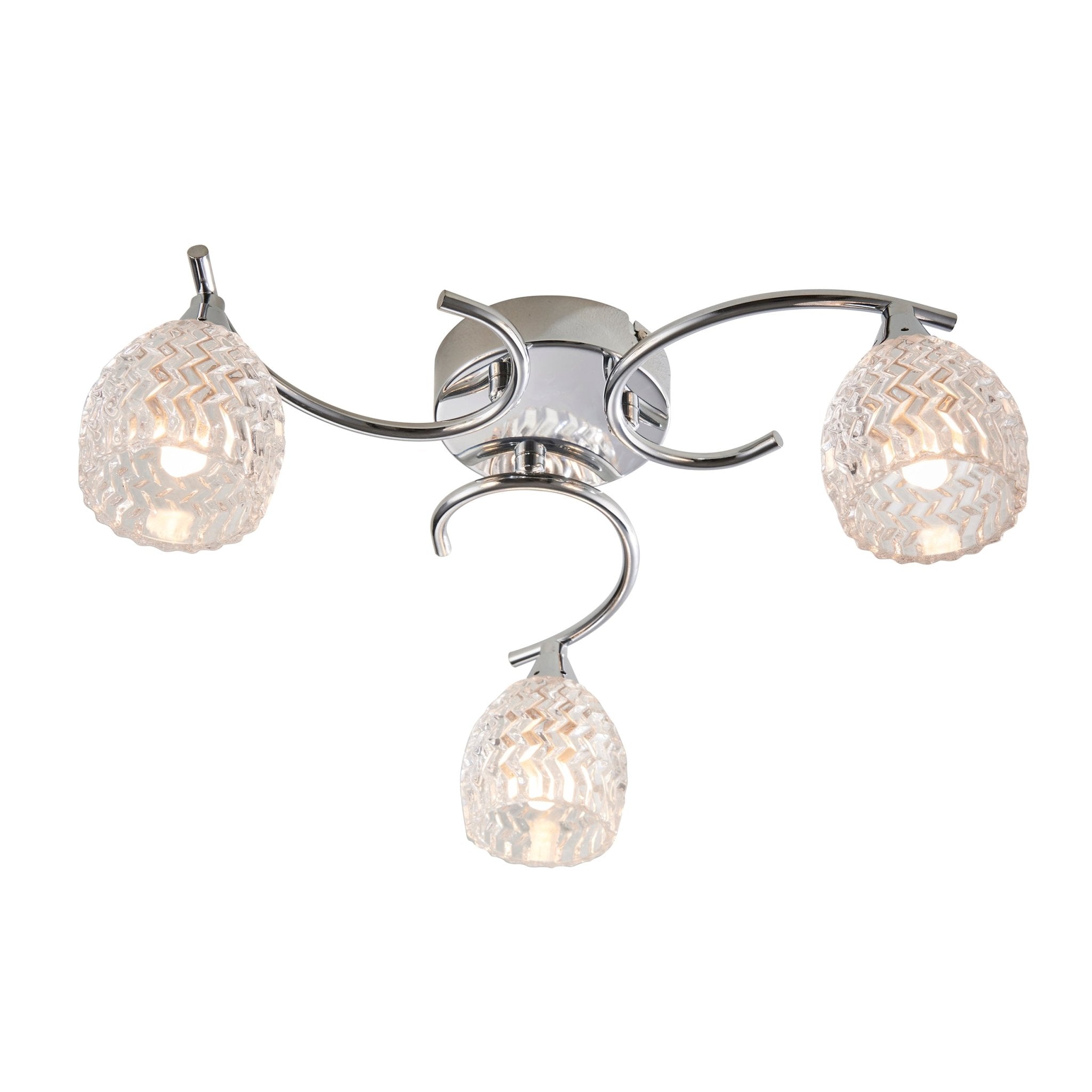 Endon - Boyer 3 Light Semi Flush Ceiling Fitting with Cut Glass Shades - Luminosity Designs Ltd