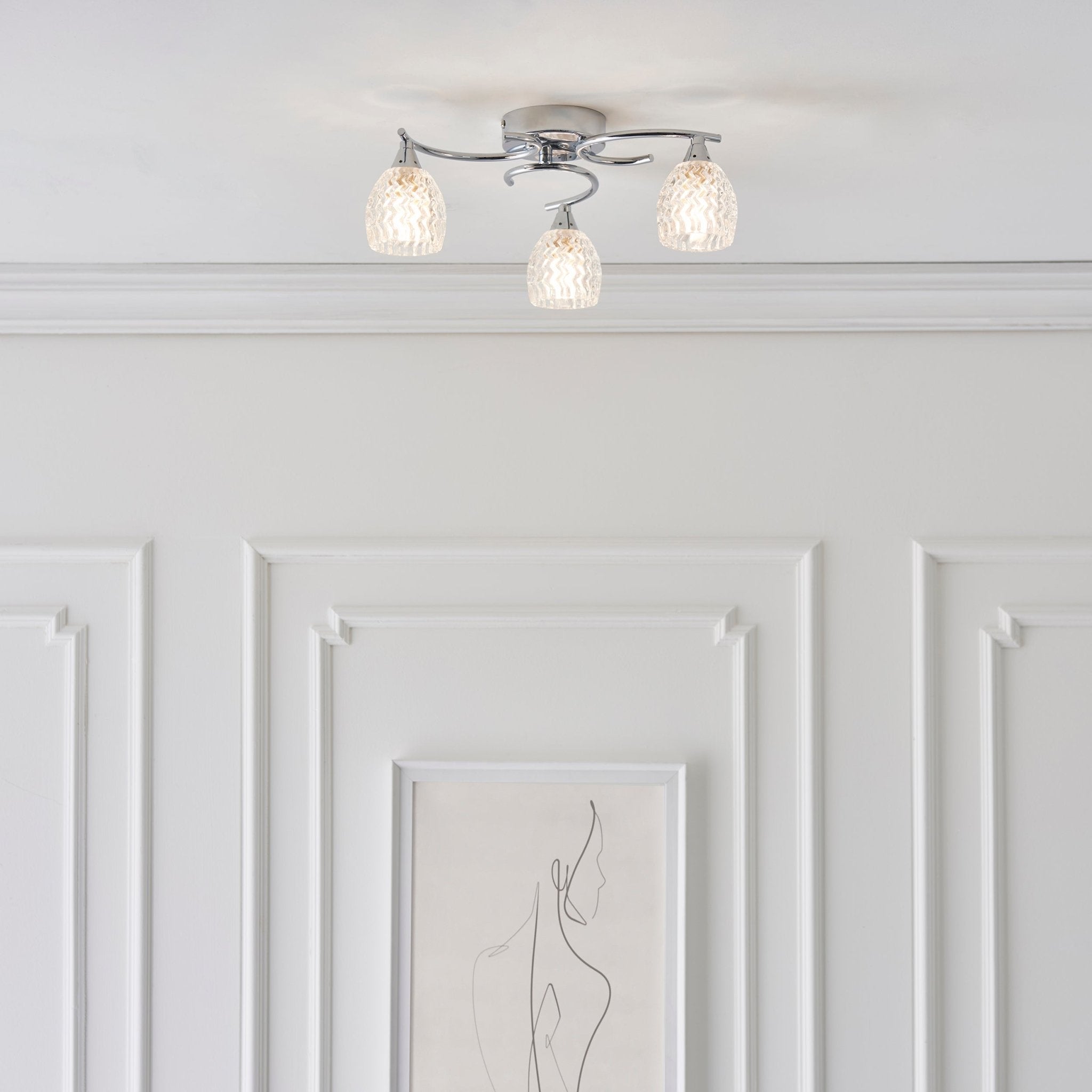 Endon - Boyer 3 Light Semi Flush Ceiling Fitting with Cut Glass Shades - Luminosity Designs Ltd