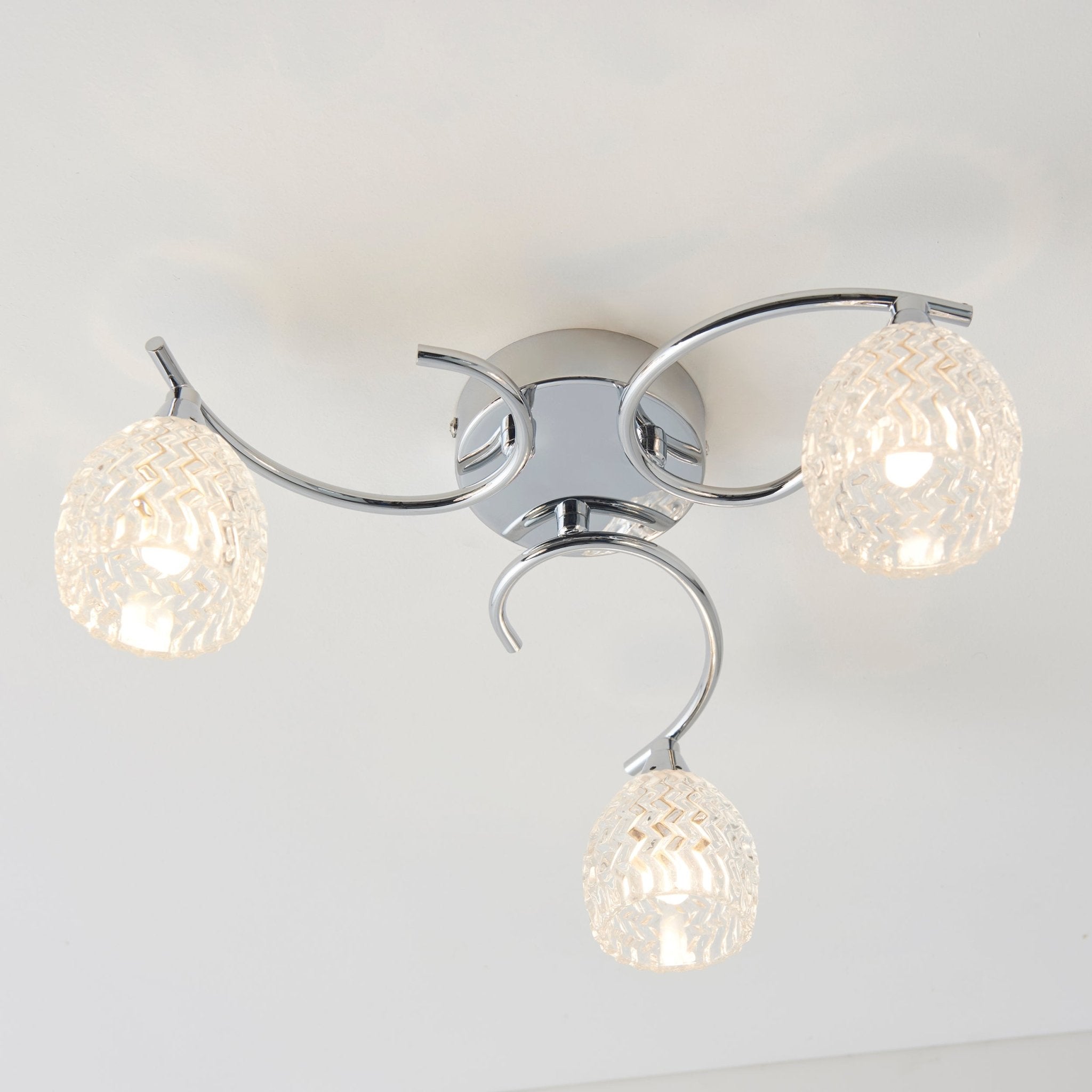 Endon - Boyer 3 Light Semi Flush Ceiling Fitting with Cut Glass Shades - Luminosity Designs Ltd