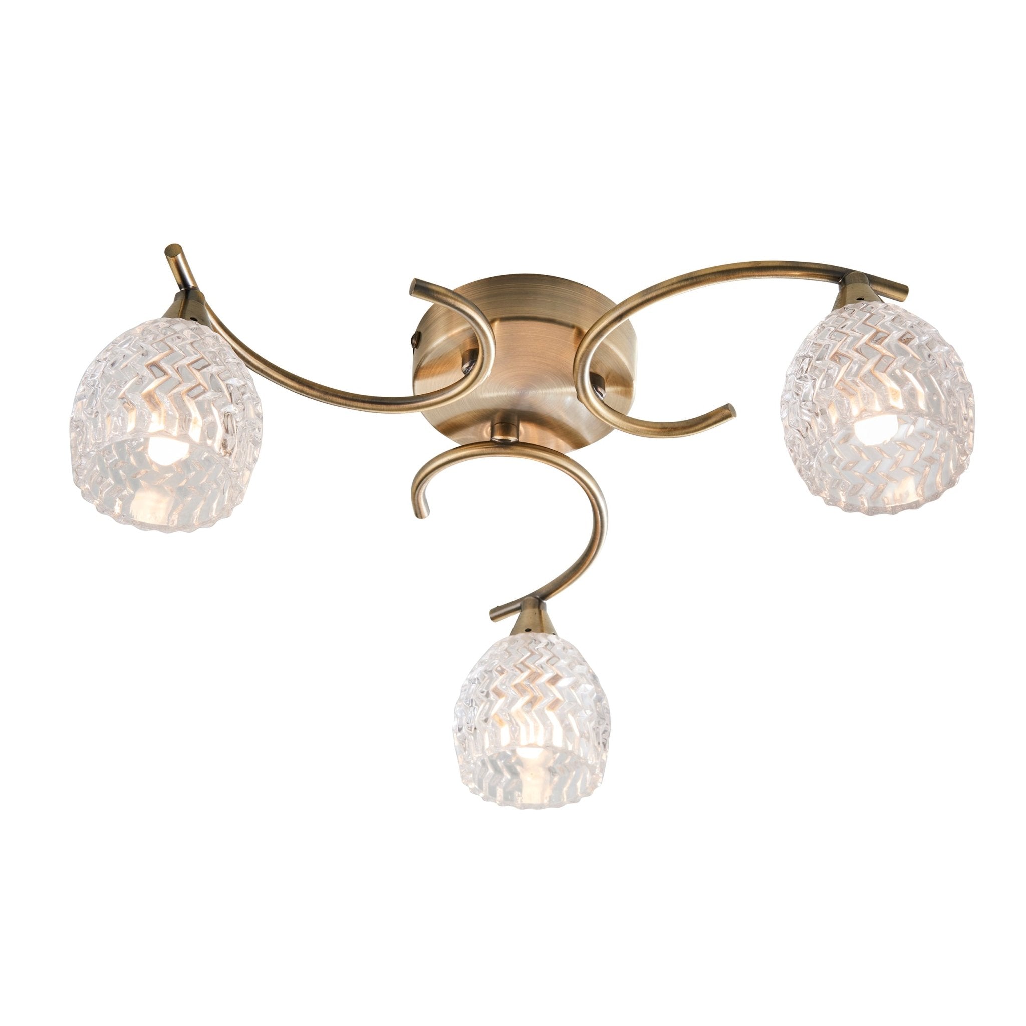 Endon - Boyer 3 Light Semi Flush Ceiling Fitting with Cut Glass Shades - Luminosity Designs Ltd