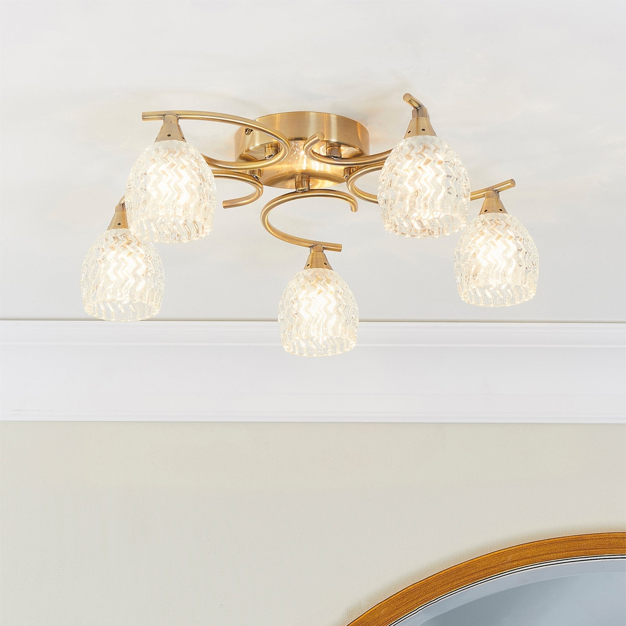 Endon - Boyer 5 Light Semi Flush Ceiling Fitting with Cut Glass Shades - Luminosity Designs Ltd