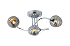 Deco - Bramley 45cm Flush Ceiling Light, 3 x G9, Polished Chrome/Smoke Glass - Luminosity Designs Ltd