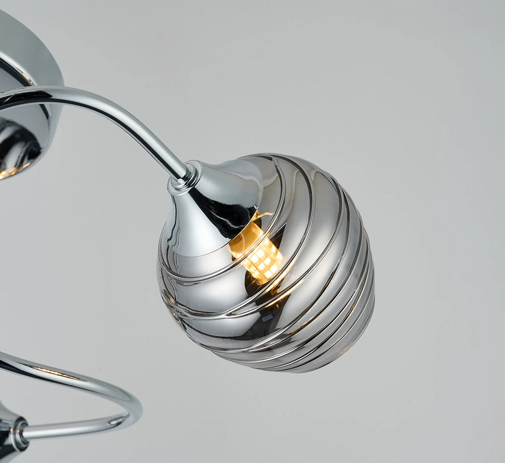 Deco - Bramley 45cm Flush Ceiling Light, 3 x G9, Polished Chrome/Smoke Glass - Luminosity Designs Ltd