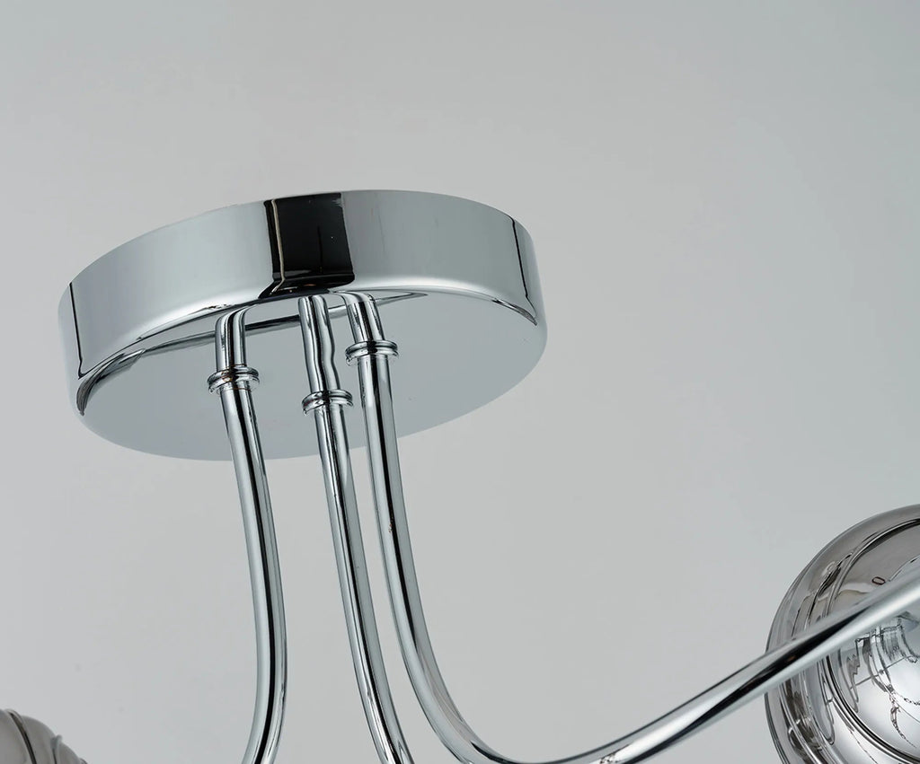 Deco - Bramley 45cm Flush Ceiling Light, 3 x G9, Polished Chrome/Smoke Glass - Luminosity Designs Ltd