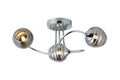 Bramley 45cm Flush Ceiling Light, 3 x G9, Polished Chrome/Smoke Glass