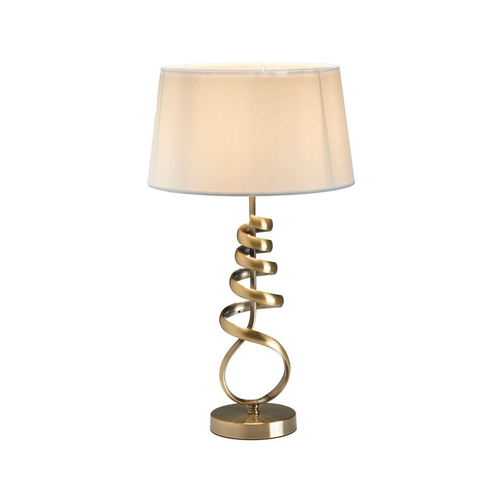 Oaks Lighting - Brampton Spiral Artistic Table Lamp Complete with Shade, 1x E27 - Luminosity Designs Ltd
