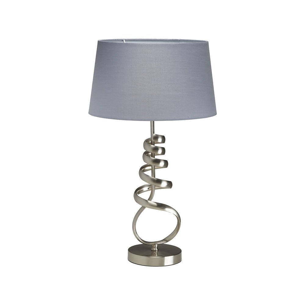 Oaks Lighting - Brampton Spiral Artistic Table Lamp Complete with Shade, 1x E27 - Luminosity Designs Ltd
