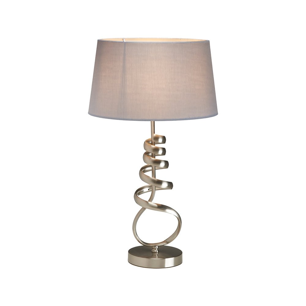 Oaks Lighting - Brampton Spiral Artistic Table Lamp Complete with Shade, 1x E27 - Luminosity Designs Ltd