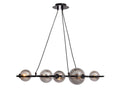 Broadwood 5 Light Pendant Bar Fitting With Black Framework and Smoke Glass Bubbles, (Oaks 3176/5 br) - Luminosity Designs Ltd