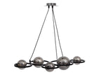 Broadwood 5 Light Pendant Bar Fitting With Black Framework and Smoke Glass Bubbles, (Oaks 3176/5 br) - Luminosity Designs Ltd