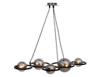 Broadwood 5 Light Pendant Bar Fitting With Black Framework and Smoke Glass Bubbles, (Oaks 3176/5 br) - Luminosity Designs Ltd