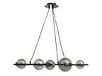 Broadwood 5 Light Pendant Bar Fitting With Black Framework and Smoke Glass Bubbles, (Oaks 3176/5 br) - Luminosity Designs Ltd