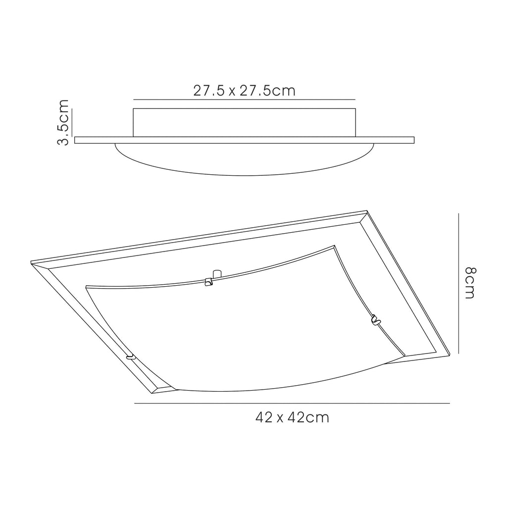 Deco - Brooklyn Square Flush Ceiling Light - Luminosity Designs Ltd