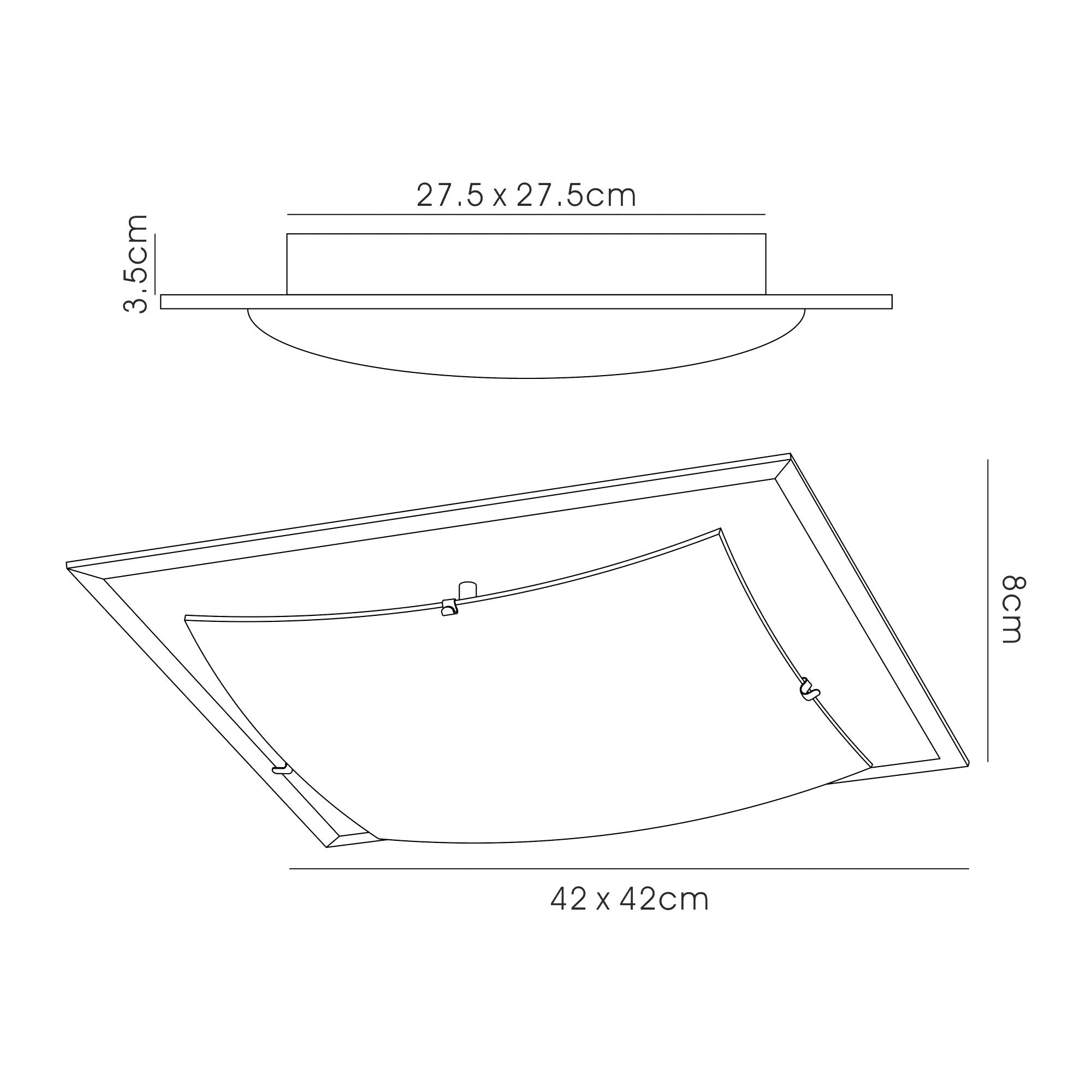 Deco - Brooklyn Square Flush Ceiling Light - Luminosity Designs Ltd