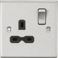 Knightsbridge - Brushed Chrome Squared Edge 13A 1G DP Switched Socket - Luminosity Designs Ltd