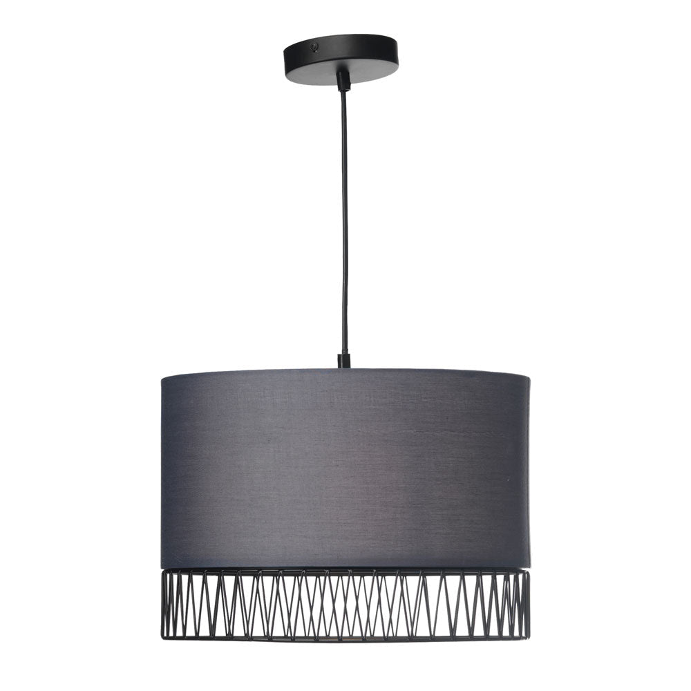 Oaks Lighting - Burbank Pendant with Shade and Wire Detailing, 1 x E27 - Luminosity Designs Ltd