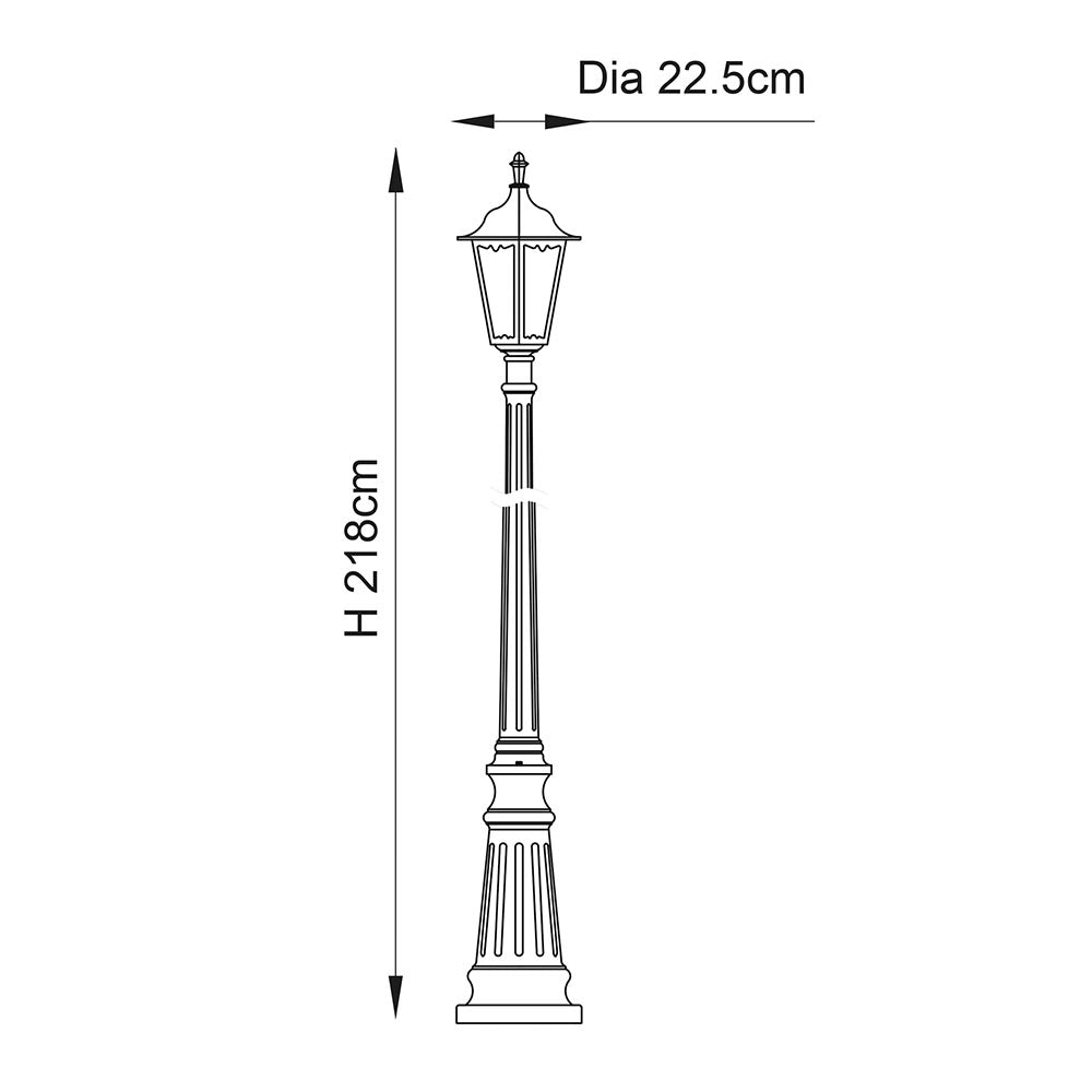 Endon - Burford Outdoor Die Cast Aluminium Lamp Post with Glass Lantern, IP44, 1x E27 (Endon 76551) - Luminosity Designs Ltd