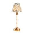Burley Rechargeable Aged Brass Table Lamp With Leaf 16cm Herb Garden Green Shade (Endon 114800) - Luminosity Designs Ltd