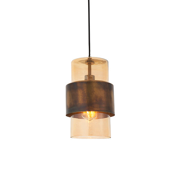 Metal and Glass Vintage Industrial Style Pendant Light, 1x E27