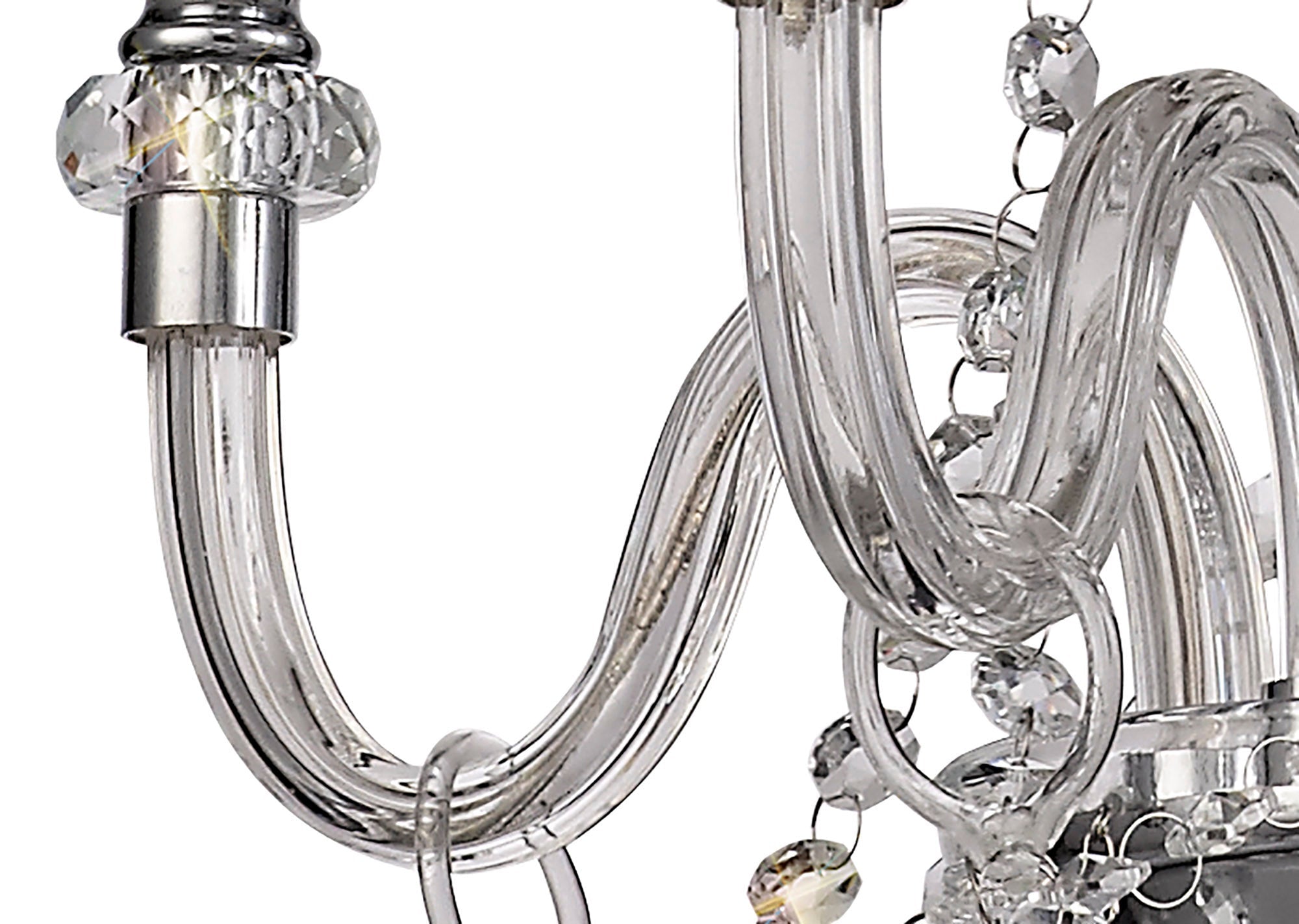 Luminosity Designs - Camelot 46cm Chandelier Pendant, 4 Light E14, Polished Chrome/Clear Glass/Crystal - Luminosity Designs Ltd