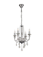 Luminosity Designs - Camelot 46cm Chandelier Pendant, 4 Light E14, Polished Chrome/Clear Glass/Crystal - Luminosity Designs Ltd