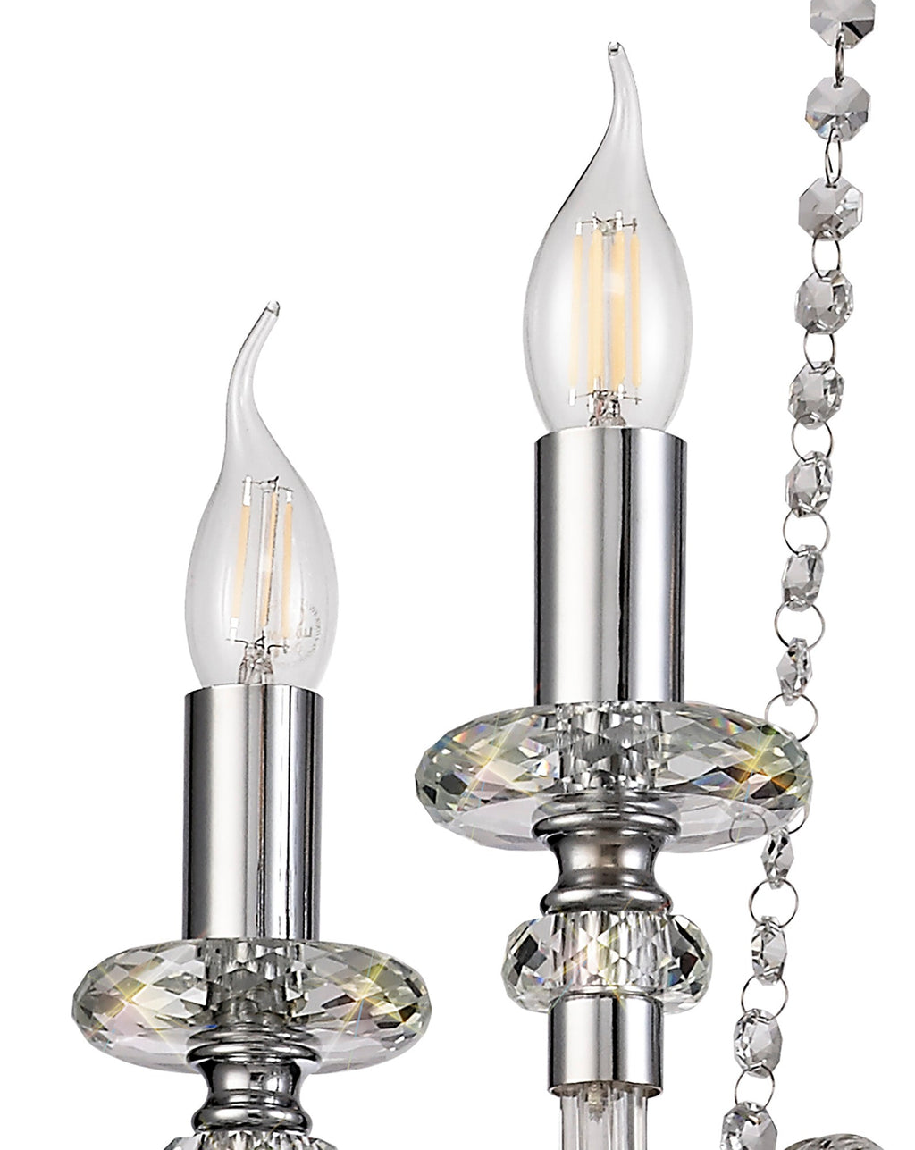 Luminosity Designs - Camelot 46cm Chandelier Pendant, 4 Light E14, Polished Chrome/Clear Glass/Crystal - Luminosity Designs Ltd