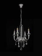 Luminosity Designs - Camelot 46cm Chandelier Pendant, 4 Light E14, Polished Chrome/Clear Glass/Crystal - Luminosity Designs Ltd