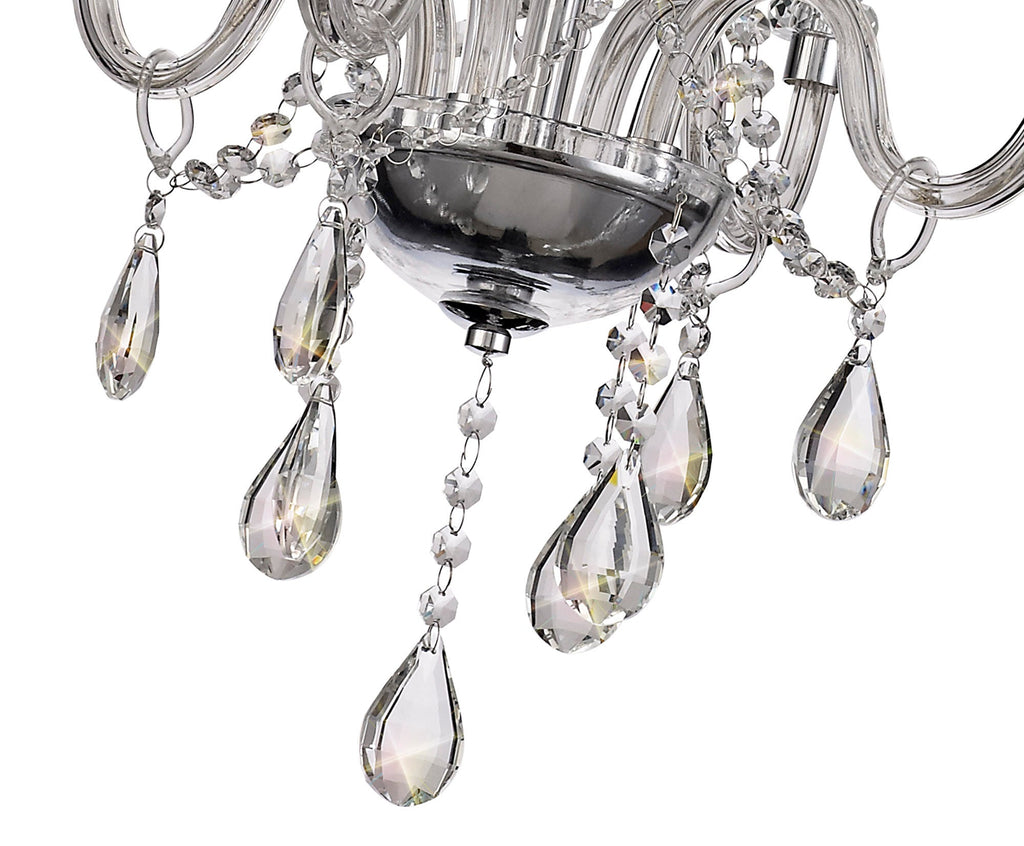 Luminosity Designs - Camelot 46cm Chandelier Pendant, 4 Light E14, Polished Chrome/Clear Glass/Crystal - Luminosity Designs Ltd