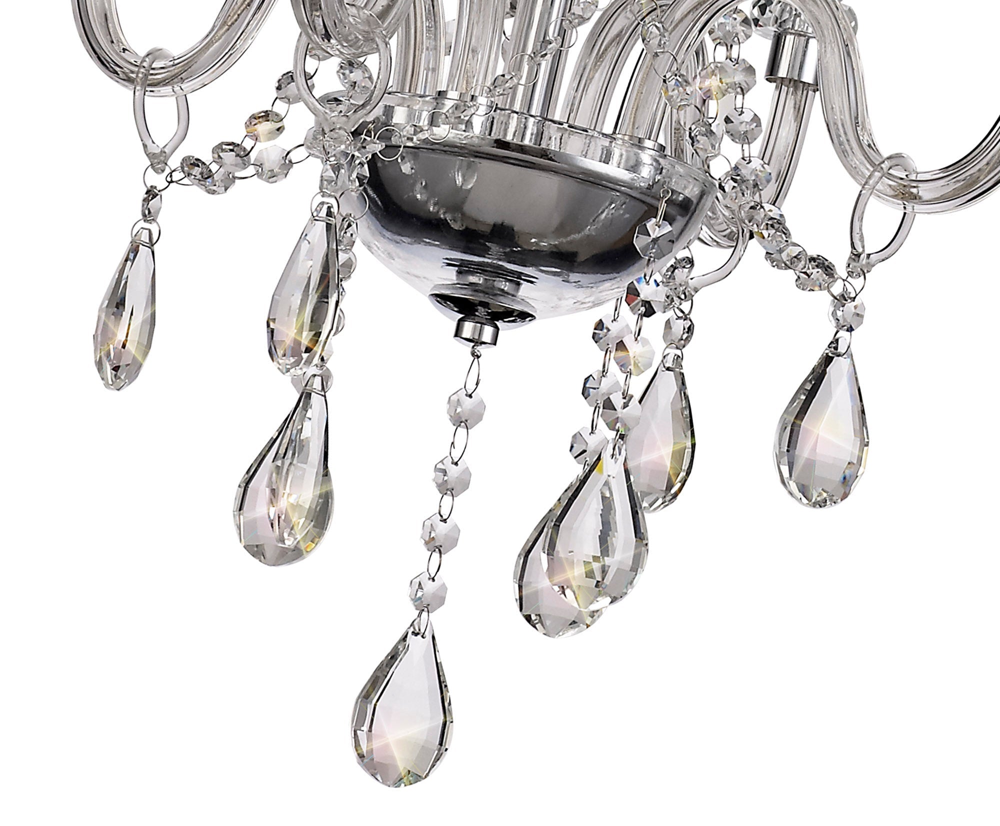 Luminosity Designs - Camelot 46cm Chandelier Pendant, 4 Light E14, Polished Chrome/Clear Glass/Crystal - Luminosity Designs Ltd